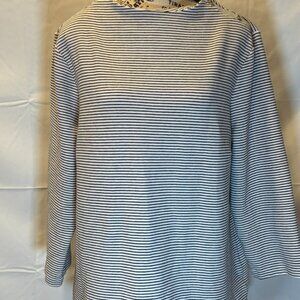 Talbots Navy Striped Long Sleeve Top